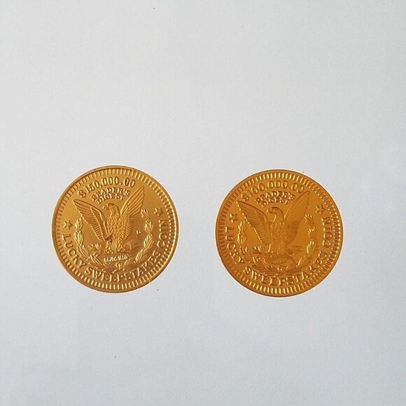 2 Vintage Collectible Readers Digest Lucky Sweepstakes D Coin Tokens 150K 100K - Picture 4 of 4